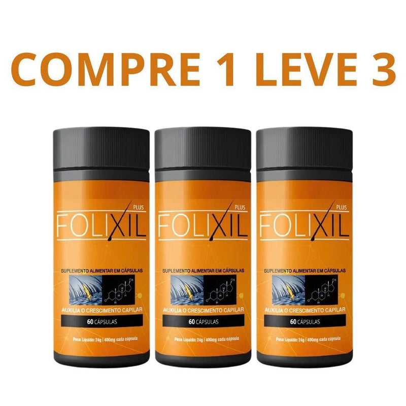 Folixil 60 Cáps - Estimula o crescimento capilar- Compre 1 Leve 2 + Frete Grátis