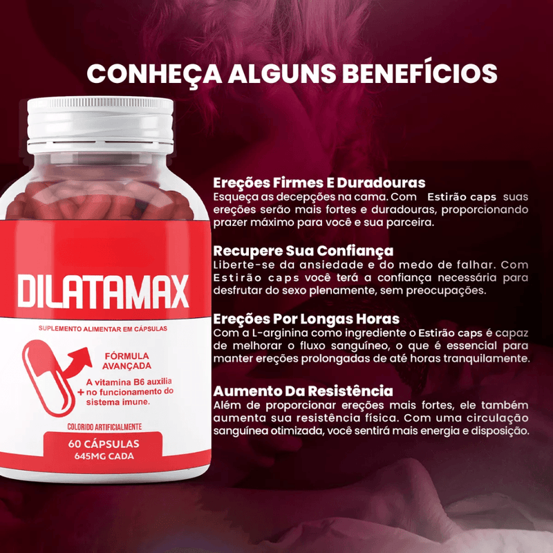 Dilatamax 60 cáps - Aumento da Testo - Compre 1 Leve 2 + Frete Grátis