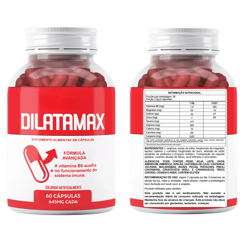 Dilatamax 60 cáps - Aumento da Testo - Compre 1 Leve 2 + Frete Grátis