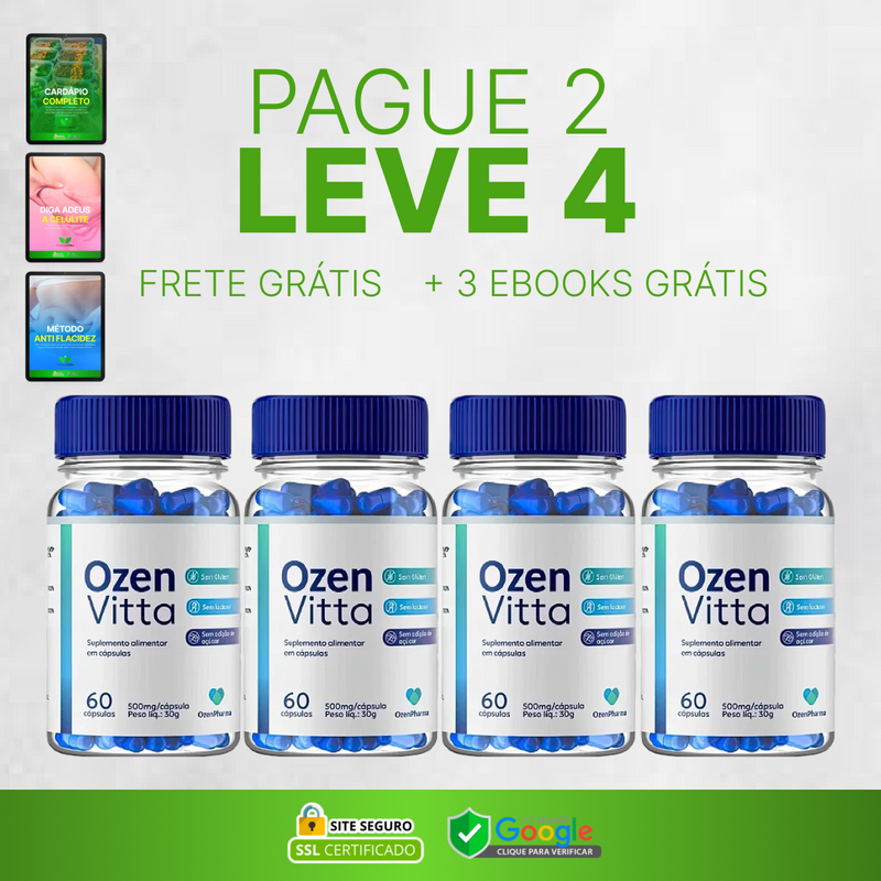 OZEN VITTA 60 CÁPSULAS – ORIGINAL – COMPRE 1 LEVE 2 + FRETE GRÁTIS + 2 EBOOKS GRÁTIS