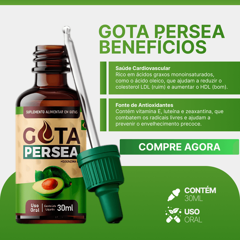 Gota Pérsea 30ml - Controle Contínuo do Açúcar + Compre 1 Leve 2 + Frete Grátis