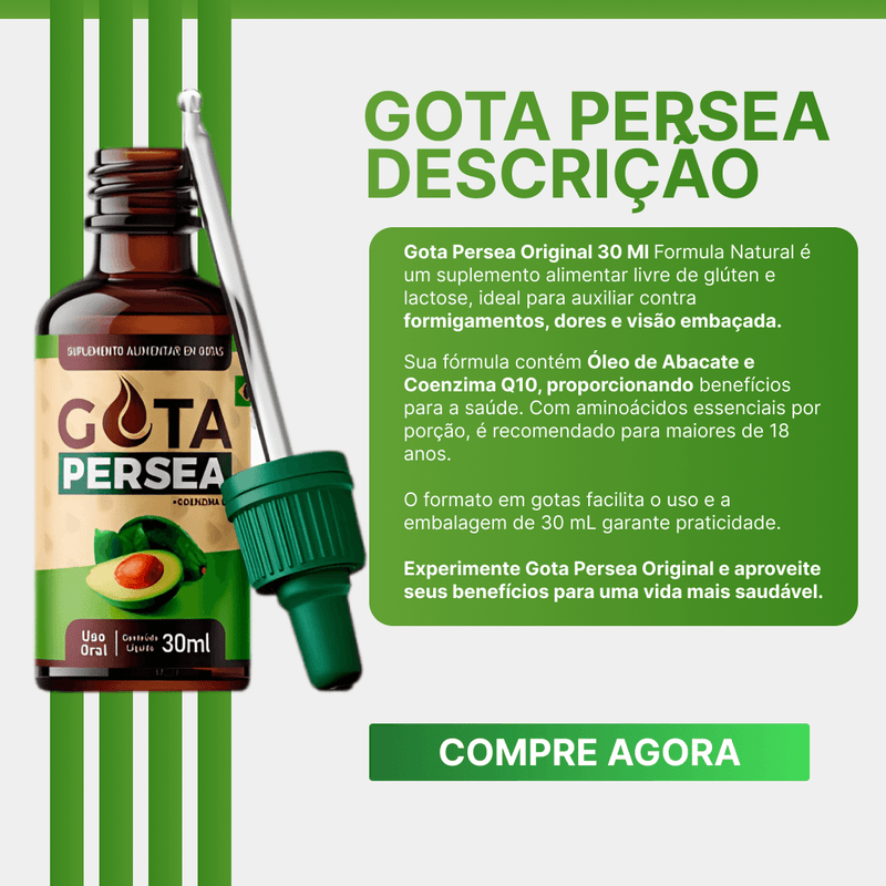 Gota Pérsea 30ml - Controle Contínuo do Açúcar + Compre 1 Leve 2 + Frete Grátis